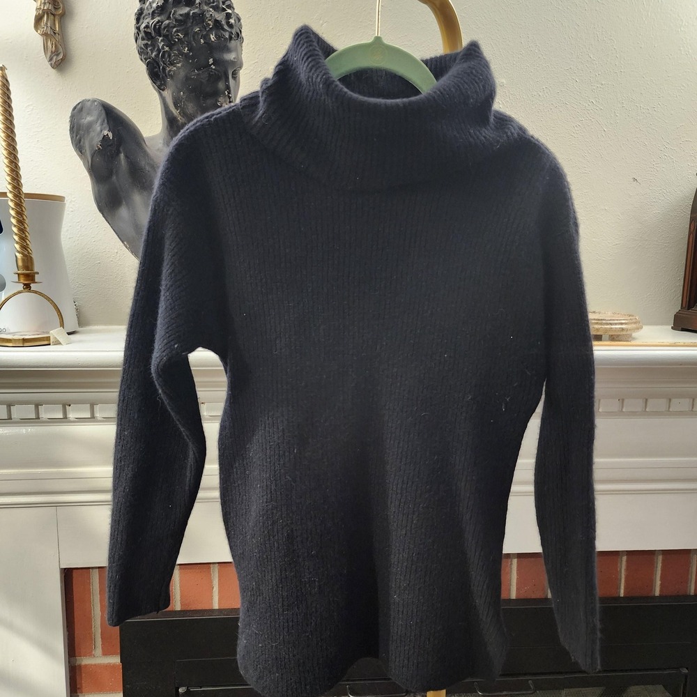 S Vintage Black Turtleneck Lambswool, Angora, Nylon by Crazy Horse